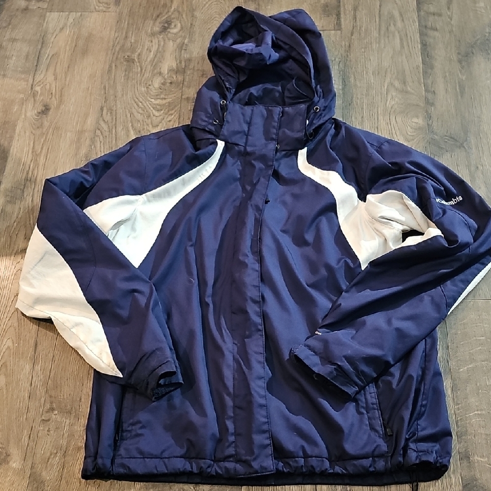 Columbia Blue White Men's Jacket Omni Shield Xlarge Snow Outerwear Hoodie Coat